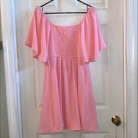 Pink Flutter Sleeve Dress NWTs - Picture 9 of 13